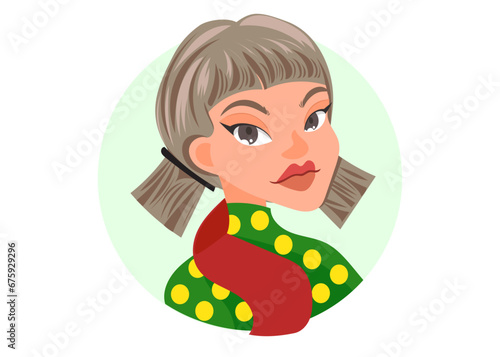 Portrait avatar user profile for social media beautiful girl pretty expression. Vector illustration of women in christmas clothes and beauty. Female characters in a flat style. 