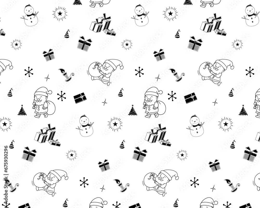 Obraz premium クリスマス総柄背景：シームレスパターン