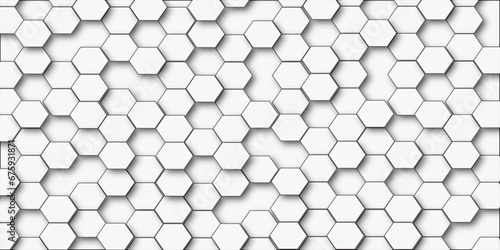 Abstract white background with hexagon and hexagonal background. geometric mesh cell texture. Luxury white pattern with hexagons. Vector illustration.3D futuristic abstract honeycomb mosaic background © Mr John