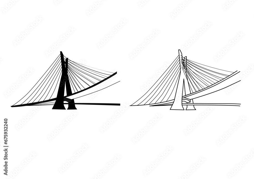 Cidade São de Paulo Ponte Otávio Frias Ponte Estaiada Construção Arquitetura Monumento Ponto Turístico City Bridge Stay bridge Construction Architecture Brazil Logo Congress Tourist Vector
