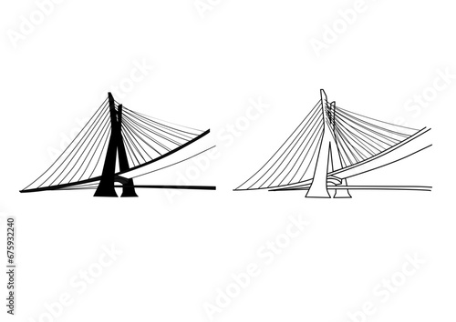 Cidade São de Paulo Ponte Otávio Frias Ponte Estaiada Construção Arquitetura Monumento Ponto Turístico City Bridge Stay bridge Construction Architecture Brazil Logo Congress Tourist Vector
