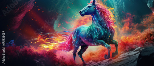 Mystical Creature: A Colorful Stunning Mythical Animal, Ideal for Screensavers and Desktop Backgrounds © The_AI_Revolution