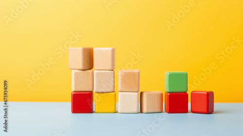 Bunte Holzbausteine, ein fröhliches Kinderspielzeug, das Kreativität und Spaß fördert, Aufbau