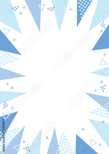 幾何学　フレーム  三角　集中線　青　縦長