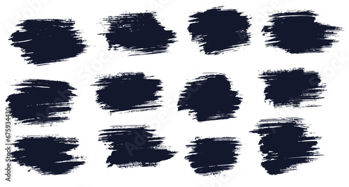 Set of black color splatter background grunge brush shape