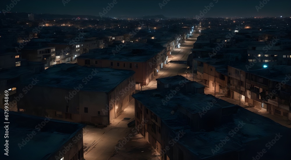 Abandoned City at Night, Empty Night City, No People, Realistic