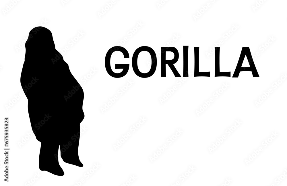 Vectorial gorilla silhouette drawing and text