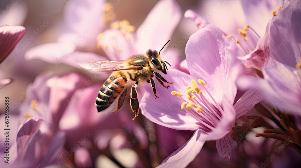Honeybee Gracefully Foraging on Lavender Blossoms Honeybee Gracefully Foraging on Lavender Blossoms
