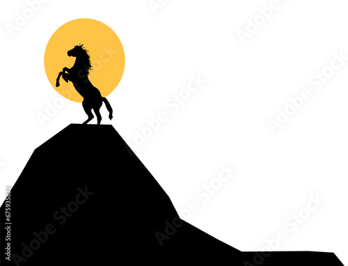 Vectorial prancing horse silhouette drawing