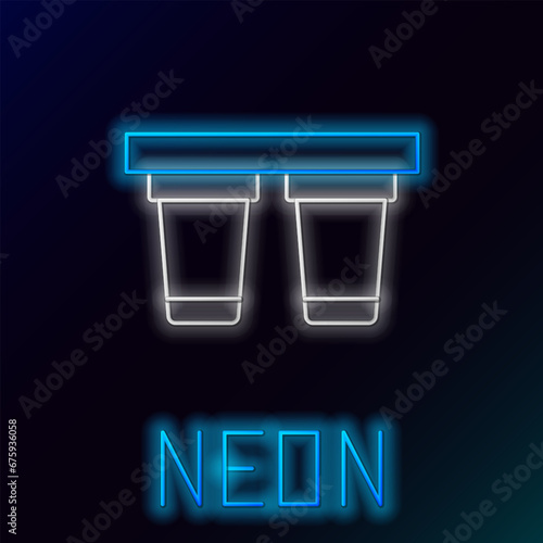 Glowing neon line Water filter icon isolated on black background. System for filtration of water. Reverse osmosis system. Colorful outline concept. Vector