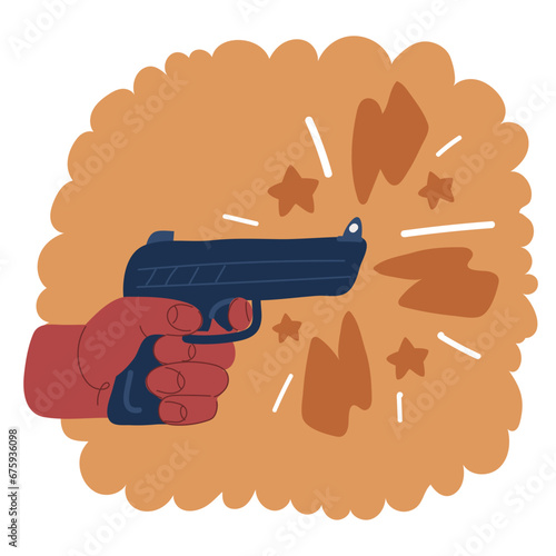 Vector illustration of Gun in hand.