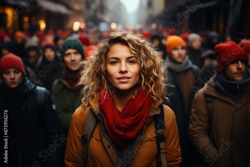 striking students on the street girl close-up