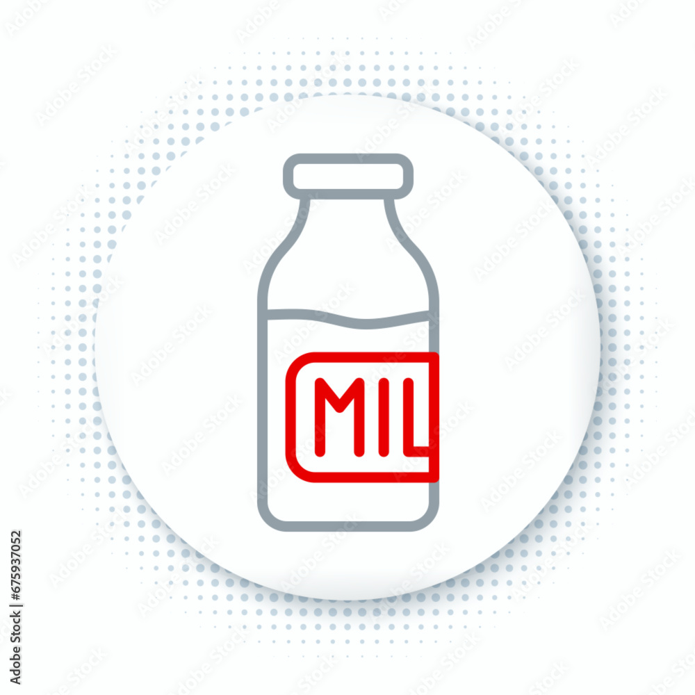 Line Closed glass bottle with milk icon isolated on white background. Colorful outline concept. Vector Line Closed glass bottle with milk icon isolated on white background. Colorful outline concept. Vector