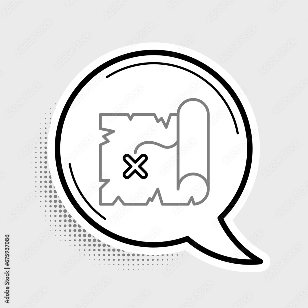 Line Pirate treasure map icon isolated on grey background. Colorful outline concept. Vector Line Pirate treasure map icon isolated on grey background. Colorful outline concept. Vector