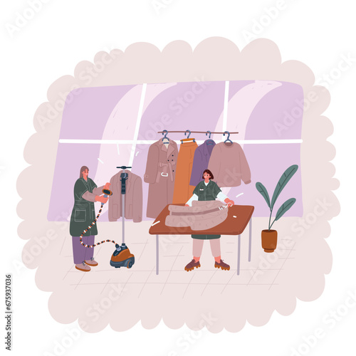 Vector illustration of Laundry line