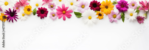 Spring Flowers On White Background With Copy Space  Background Image  Background For Banner  HD