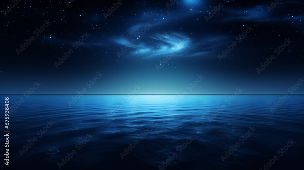 The sky and the sea at night Among the stars that shine brightly to be seen at night.