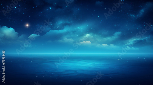 The sky and the sea at night Among the stars that shine brightly to be seen at night.