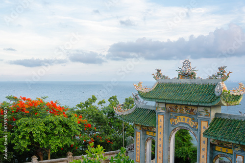 Chua Linh Ung temple with sea in Da Nang  Vietnam