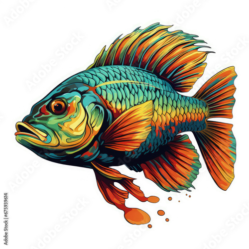 Watercolor Fishing artwork Illustration, Generative Ai