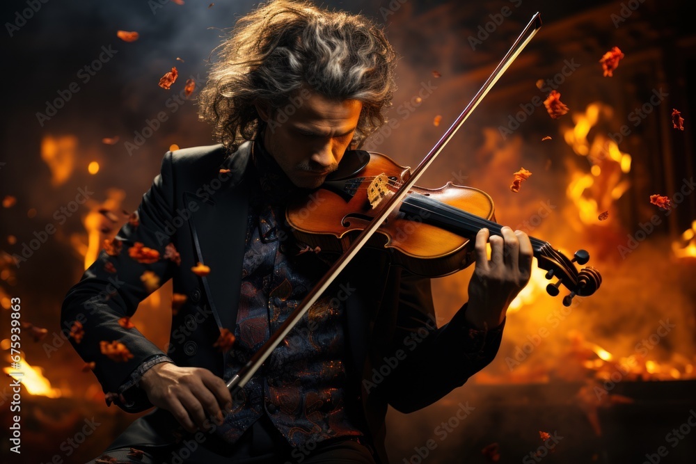 Fototapeta premium musician man playing the violin