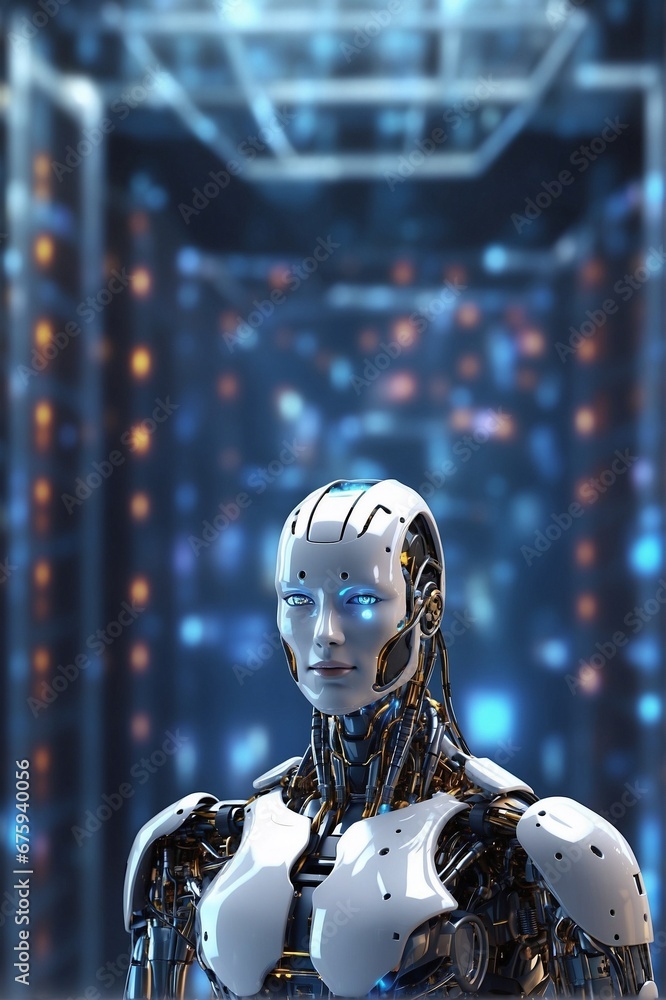 Bionic Robot in Server Room at Data Center: Digital Space and Big Data. Bionic Robot in Server Room at Data Center: Digital Space and Big Data.