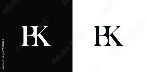 Abstract BK letter design logo logotype icon concept with a serif font and classic elegant style look vector illustration.