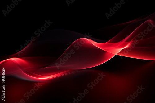 curved red neon light wave.