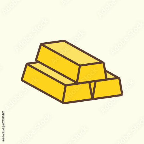 Stack of goldbar flat design illustration