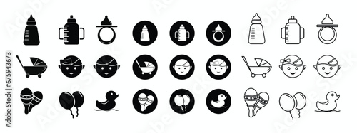 Complete collection of icons about babies, baby equipment, baby toys. icon illustration