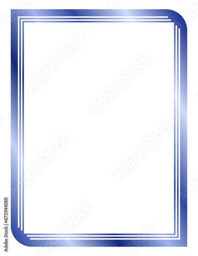 Blue metal frame isolated on white. Vector frame for text, photo, certificate, pictures, diploma