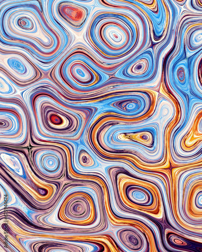 Abstract liquid space pattern art with circles and waves