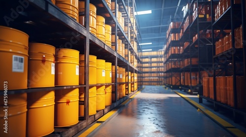Industrial Reserve: Multi-Tiered Warehouse Storing Petroleum Products. Generative ai photo