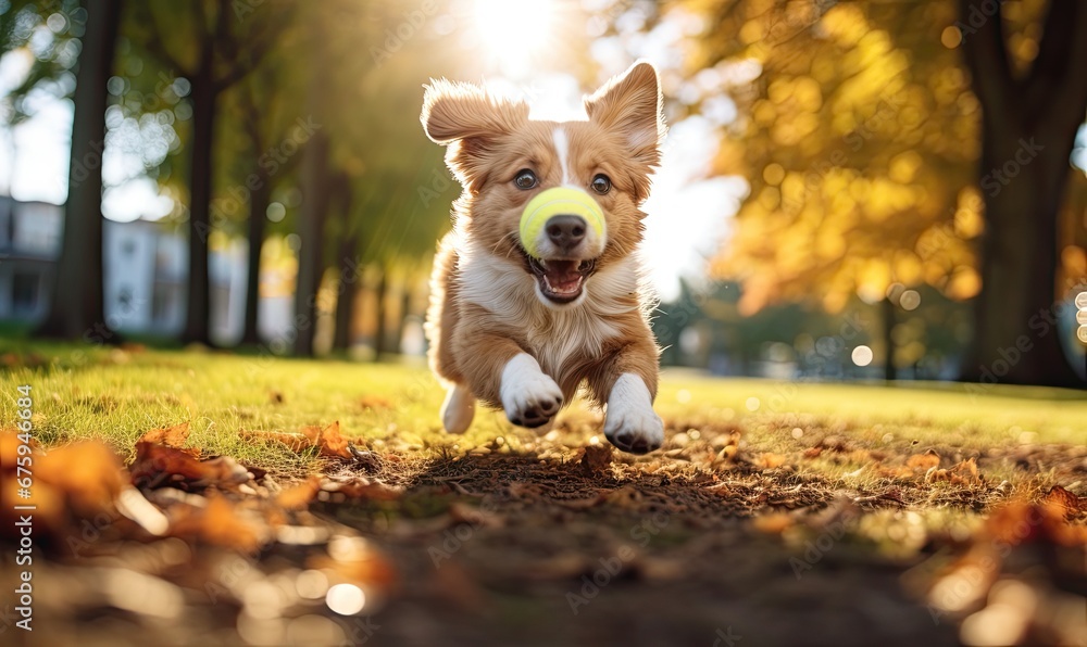 A Energetic Canine Enjoying a Game of Fetch in the Park A Energetic Canine Enjoying a Game of Fetch in the Park