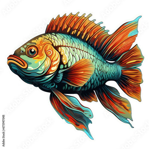 Watercolor Fishing artwork Illustration, Generative Ai