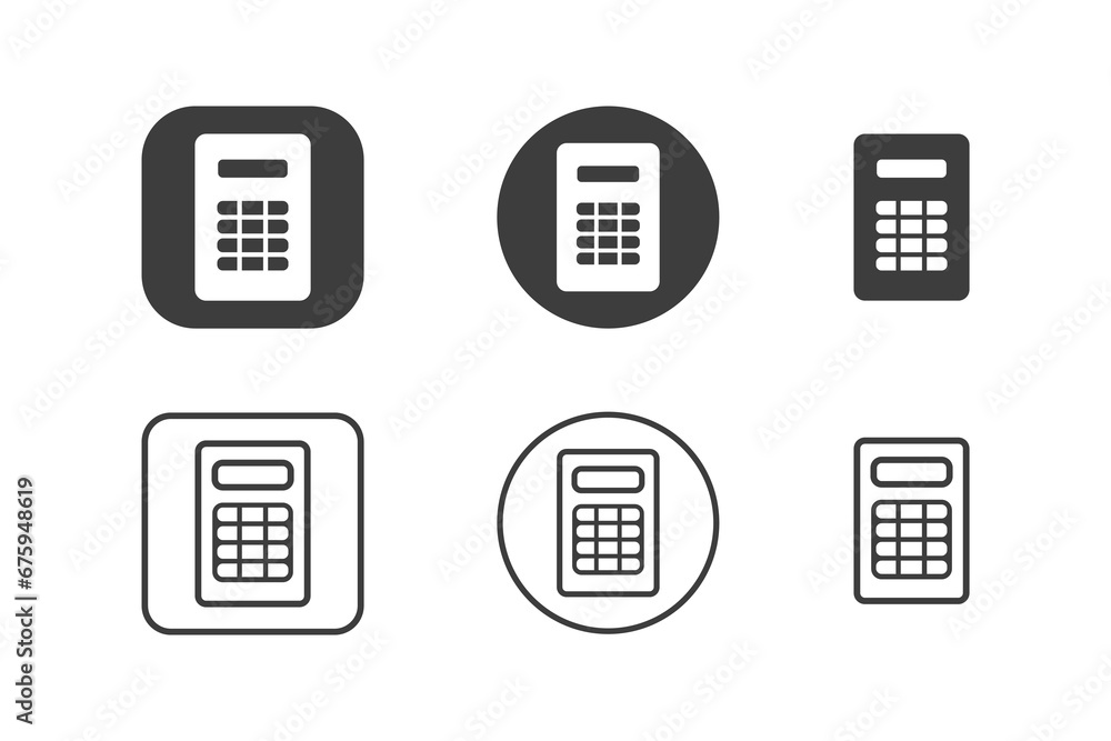 Calculator icon design 6 variations. Isolated on white background. Calculator icon design 6 variations. Isolated on white background.