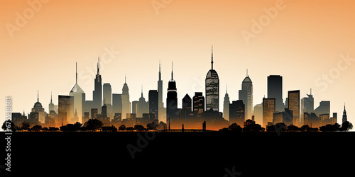 Cityscape city skyline skyscrapers horizon cooperate business illustration office buildings, generated ai