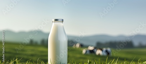 A white plastic bottle of milk is isolated against a background with the image representing a healthy and natural breakfast choice that aligns with a healthy lifestyle highlighting the orga photo