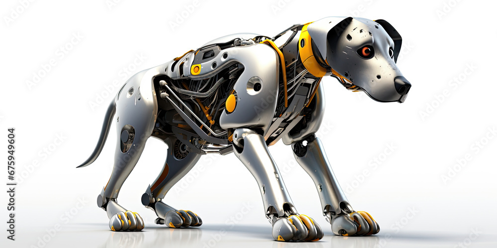 Dog robot Ai artificial mechanical pet companion cyber dogs technology, generated ai Dog robot Ai artificial mechanical pet companion cyber dogs technology, generated ai