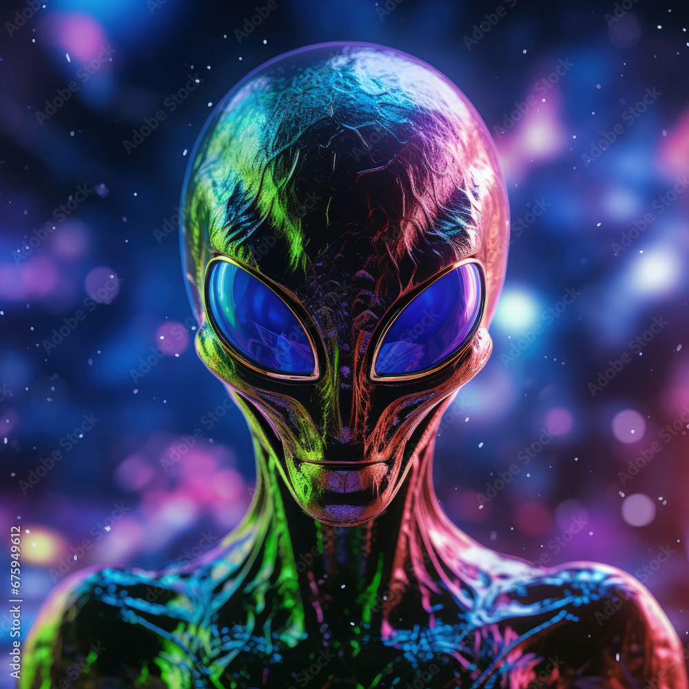 Extraterrestrial Encounter: A Vibrant and Stunning Alien Vision, Perfect for Screensavers and Desktop Backgrounds	
