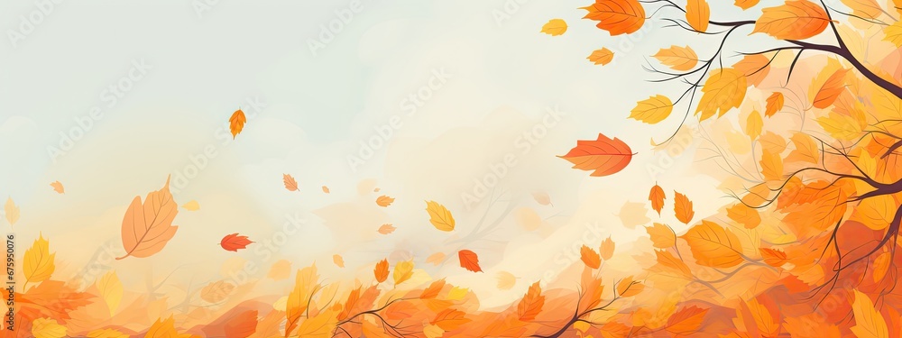Autumn banner with orange leaves
