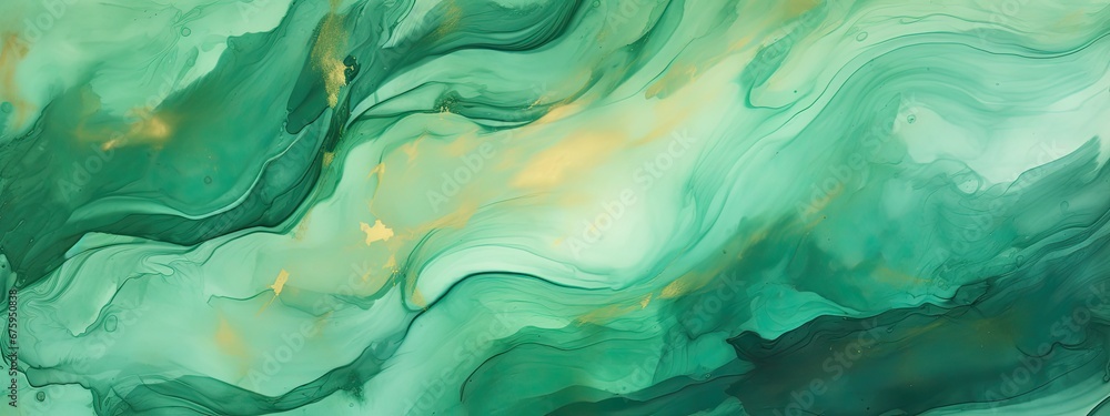 Watercolor background drawn by brush. Green paints spil Watercolor background drawn by brush. Green paints spil