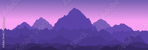 Mountain sunrise vector landscape panorama