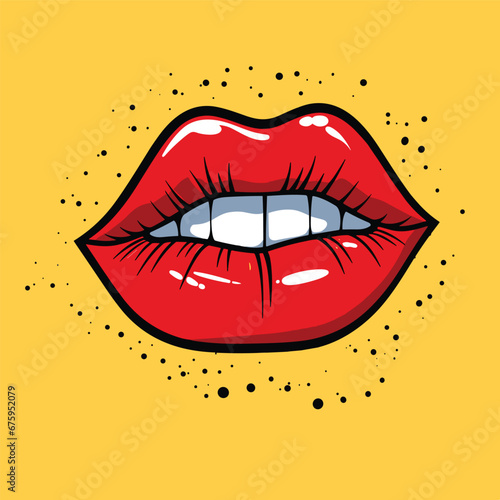 Simple vector clip art illustration of red lips giving kisses. isolated.