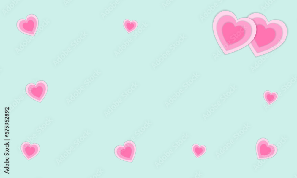 Heart paper cut background.Love symbol vector graphic illustration backdrop wallpaper.Valentine's day, wedding, love, anniversary, , marriage.Pink hearts on green background.