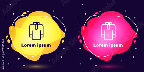 Set line Shirt kurta icon isolated on blue background. Abstract banner with liquid shapes. Vector