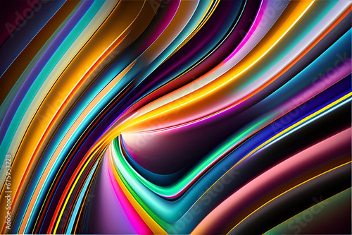 Abstract bright colors wavy flow. 3d render illustration.