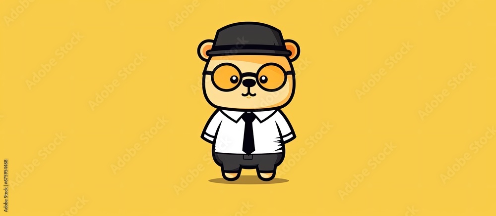 The artist s skilled hand brought to life a retro inspired illustration of a cute and funny bear character using black lines to create a delightful cartoon artwork that exuded a happy and n