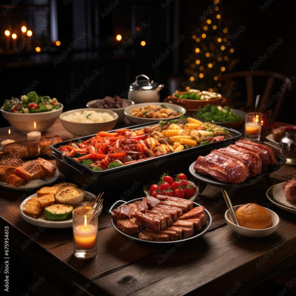 food, christmas table setting