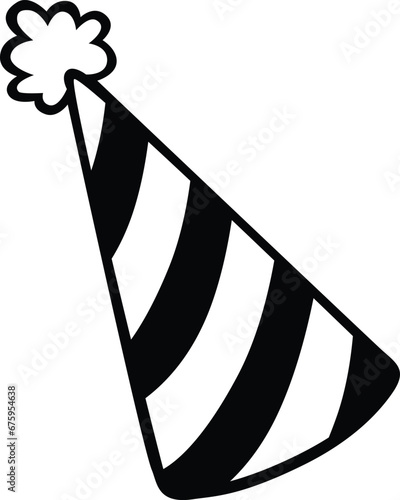 Line art outline birthday party decorations. Cute simple vector black and white for Birthday Party theme art